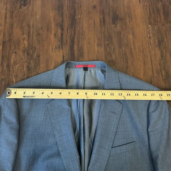 HUGO (HUGO BOSS Red Label) Virgin Wool Two-Button Blazer Sport Coat Grey - Picture 14 of 15